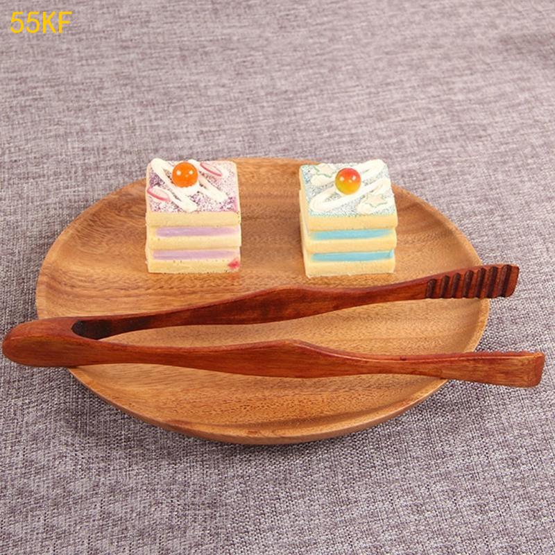 55KF Natural Wooden Tongs Bacon Steak Pastry Clamp Bread Clip Kitchen Tool