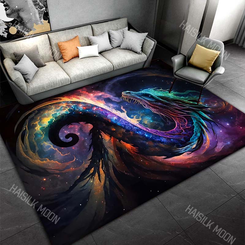 

Colorful cosmic swirling dragon Print Carpet Rug for Living Room Bedroom Sofa Doormat Home Decor Non-slip Floor Mat 40x60cm