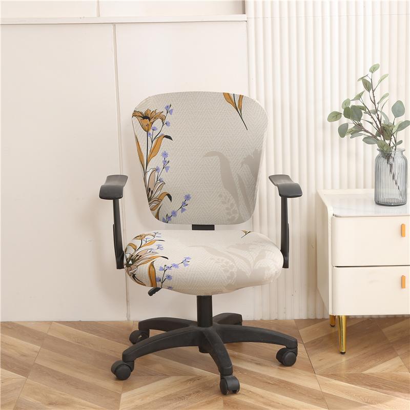 Elastic Office Chair Cover Print Split Computer Armchair Spandex Dust-Proof Seat Covers Stretch Slipcover Living Room