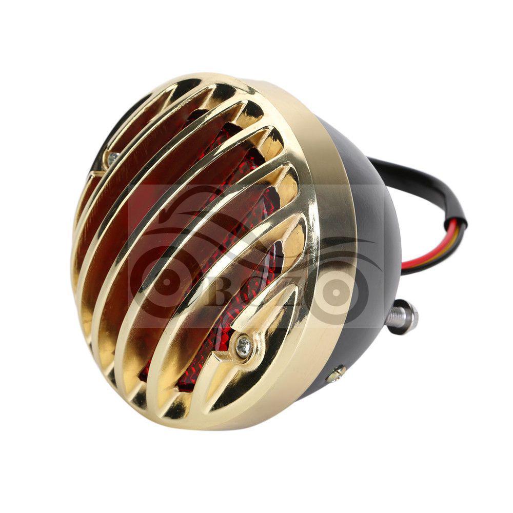 Harley Motorcycle Retro Grille Brake Taillight Black Gold