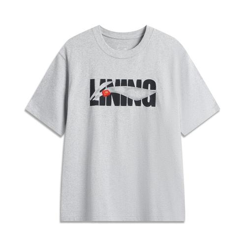 Li Ning Спортивная футболка Li-Ning Life Collection, унисекс, меланжевый серый, светло-лаймовый, AHSV741-2 EU XXL серый