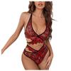 Damen Sexy Dessous Set Bestickter Spitzen-BH und Tanga Dessous Mesh Sheer Sexy