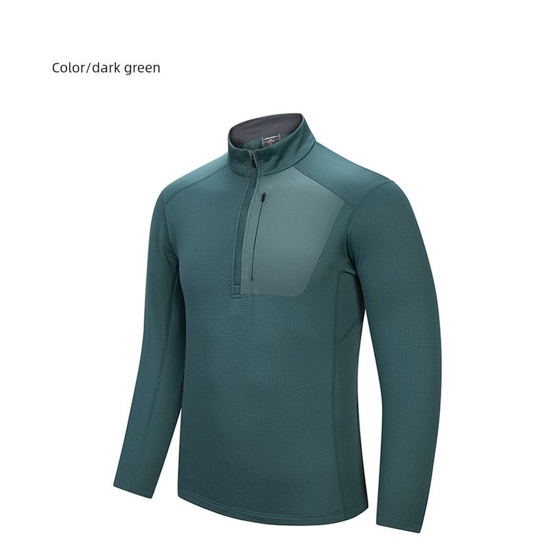Outdoor Lightweight Sports Fitness Running Half-Zip Stand-Up Collar Sweatshirt Men's Spring and Autumn Base Layer Foreign Trade Men's T-Shirt