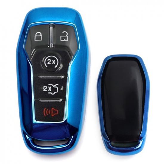 

Chrome Blue TPU Key Fob Case For Ford or Lincoln 4/5-Button Intelligent Keyless