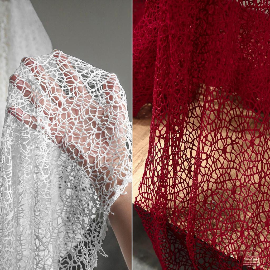 Irregular Large Mesh Crochet Texture Decorative Fabric