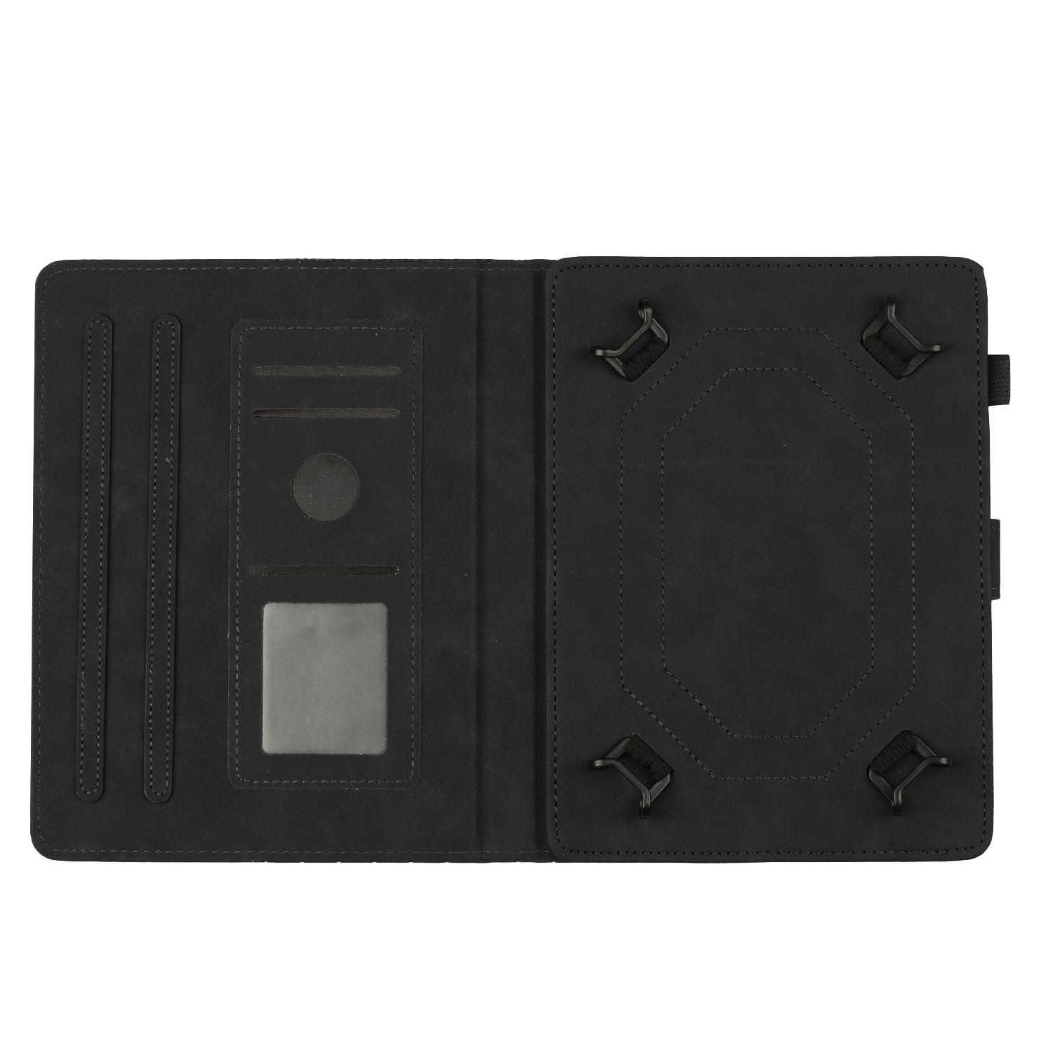 

Universal 8-inch Tablet Case Honeycomb Printed Leather Tablet Cover with Card Slot Dark Blue
