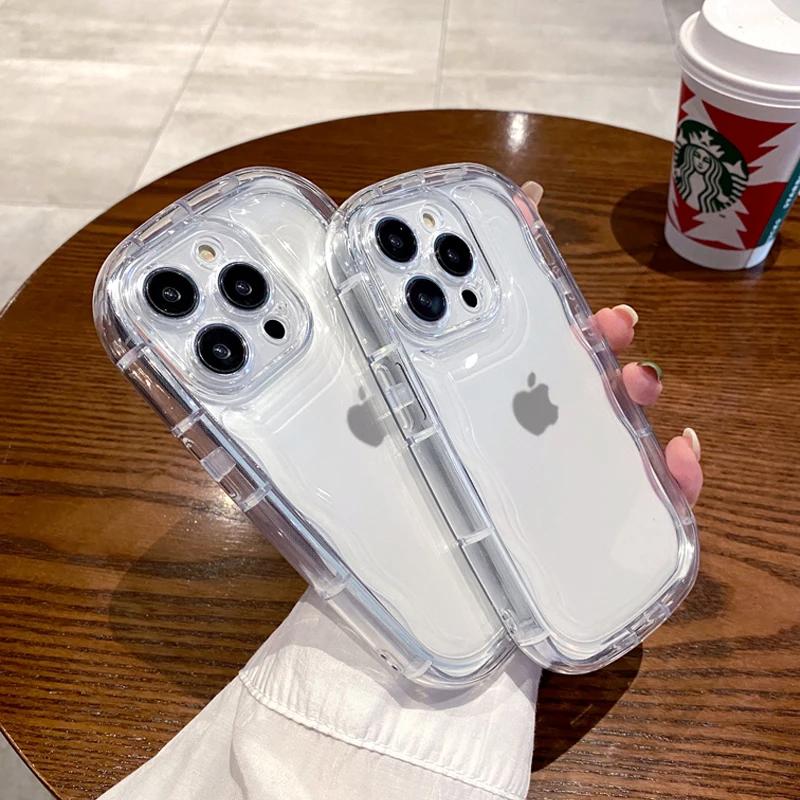 Transparent Soap Soft Case for iPhone 17 16 15 14 13 12 11 Pro Xs Max Mini Plus Clear Camera Protection Airbag Shockproof Cover