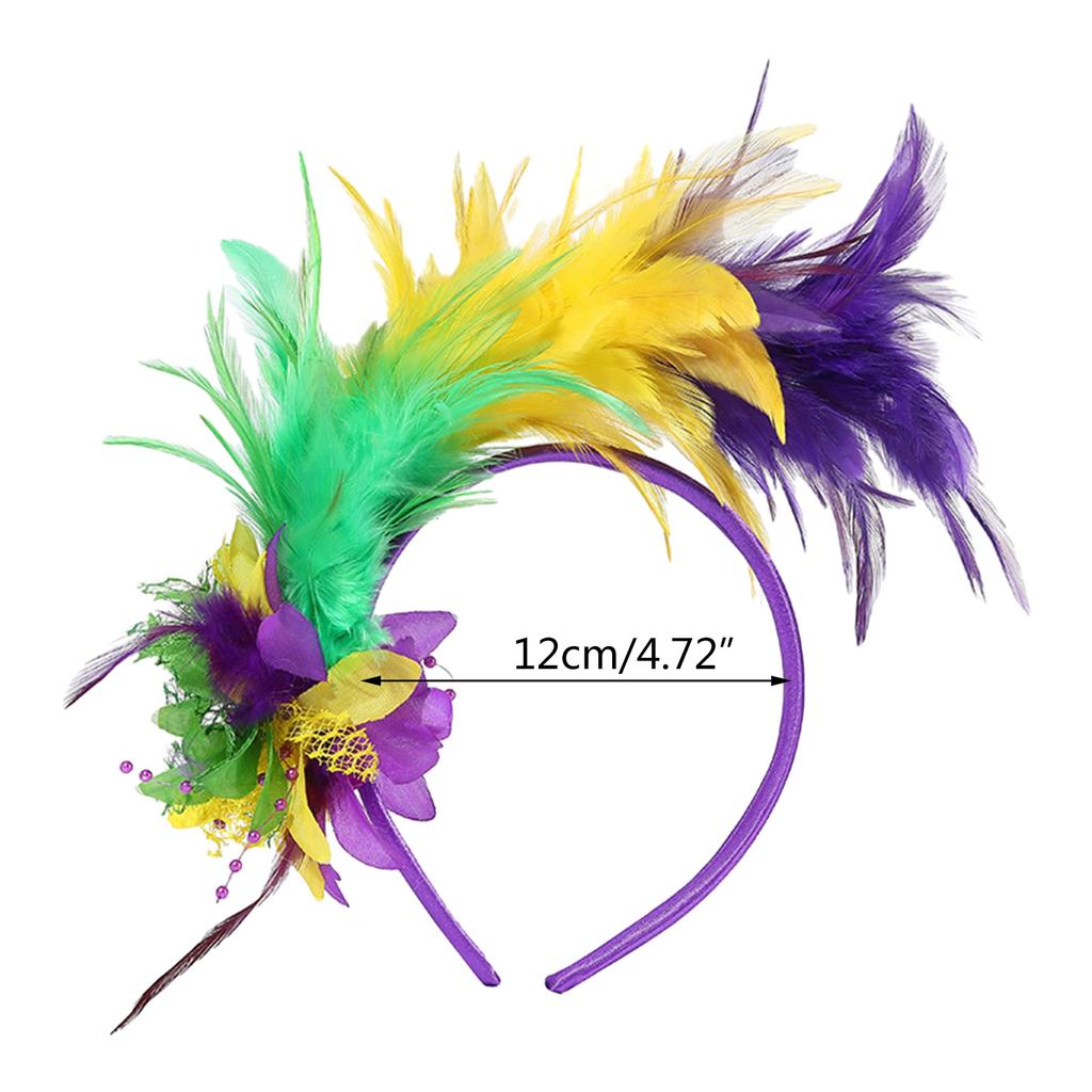 Colorful Feather Headband for Masquerades TeaParty Costume Accessories Fascinator Hairband 1920s Party Headpieces