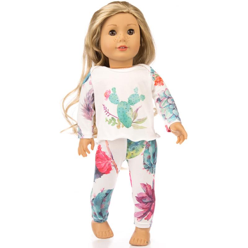 Cute Printing Pajamas Suit Doll Clothes for 18 Inches Girl Doll Accessories Kid's Birthday Gift