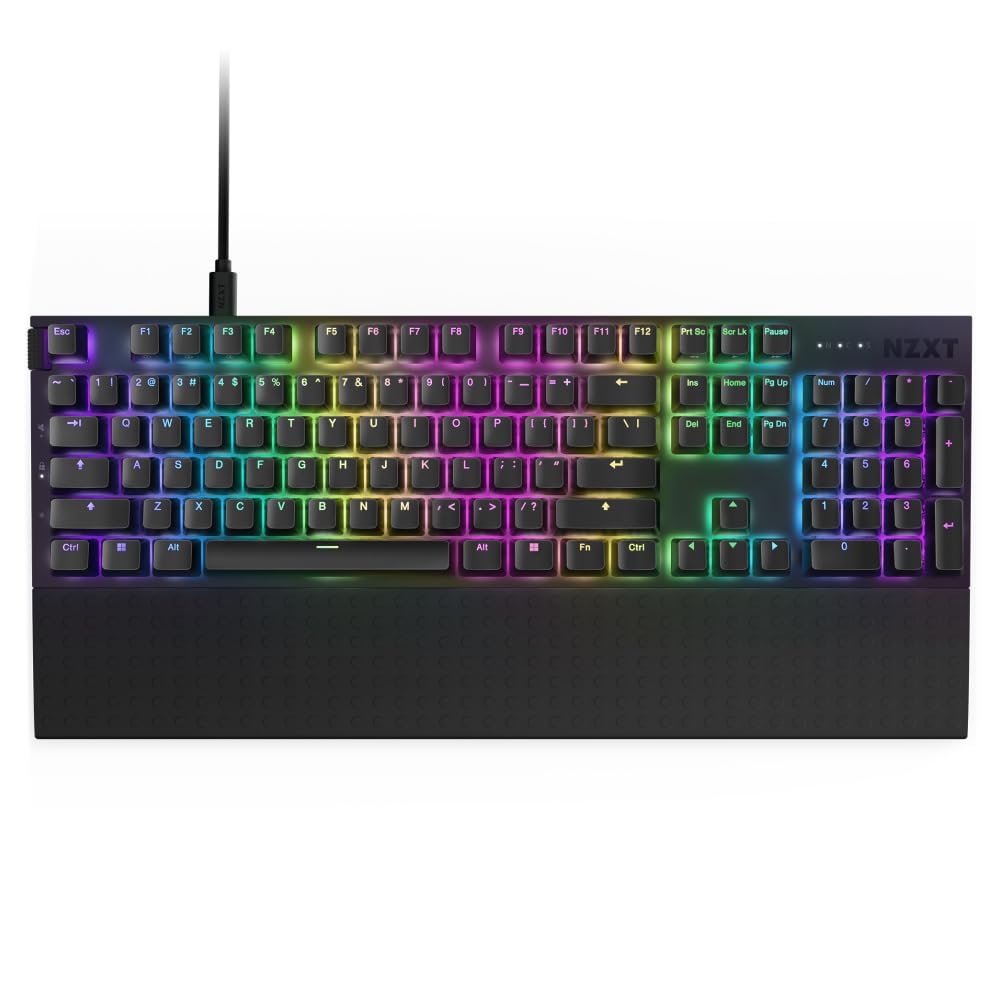NZXT Function 2 MiniTKL Black Gaming Keyboard with RGB 8K Polling Optical Linear Tenkeyless English Wired Black LEDs, Rate, Switches, Keyboard,