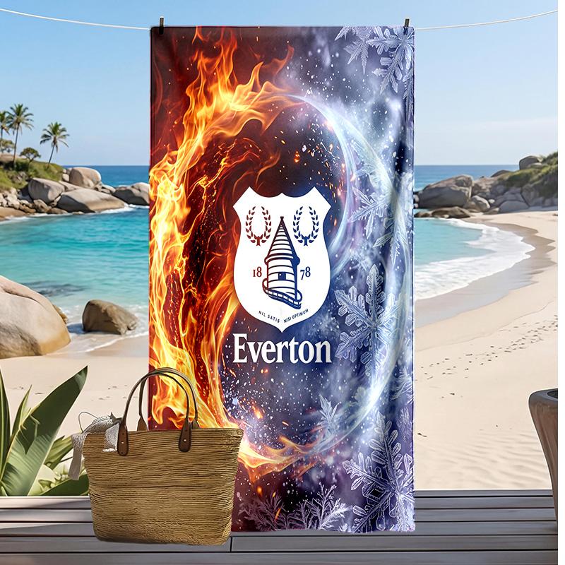 Everton Football Print Beach Towel, Large Soft Quick Dry Towel for Beach Camping Swimming
