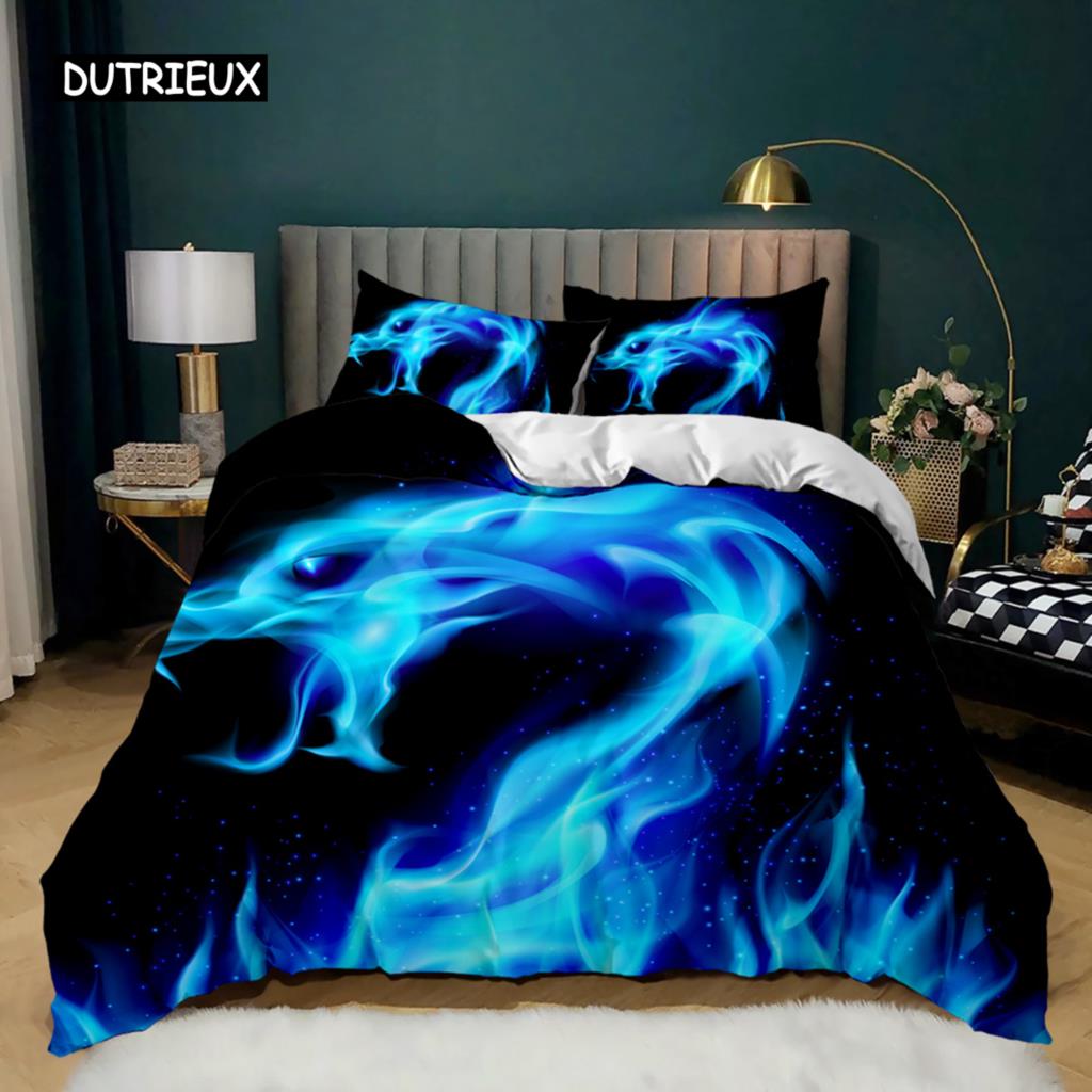 Dragon Duvet Cover Set Japanese White Dragon Tatsu Folk Noble Monster Twin Bedding Set Double Queen King Polyester Qulit Cover
