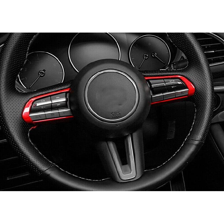 For Mazda 3 Axela 2019-2024 Bright Red Steering Wheel Control Cover Trim 2pcs