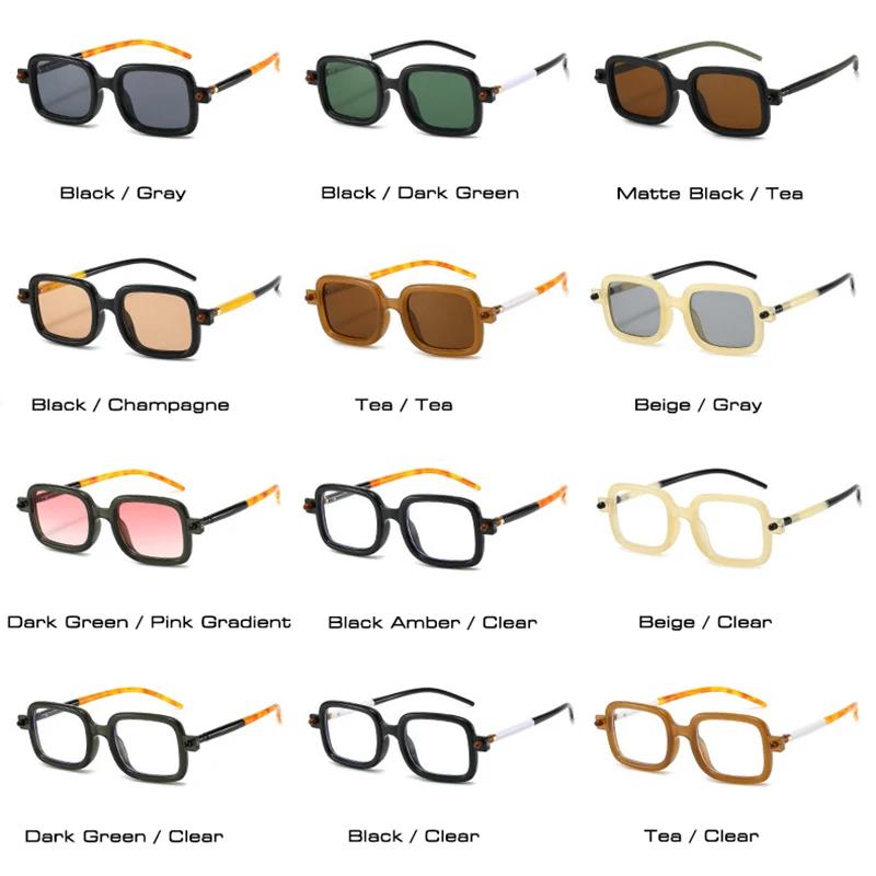 SHAUNA Fashion Square Sunglasses Women Shades UV400 Vintage Rivets Men Punk Clear Gradient Sun Glasses
