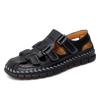Men's Large Closed-Toe Handmade Leather Sandals, Breathable & Perforated for Beach
