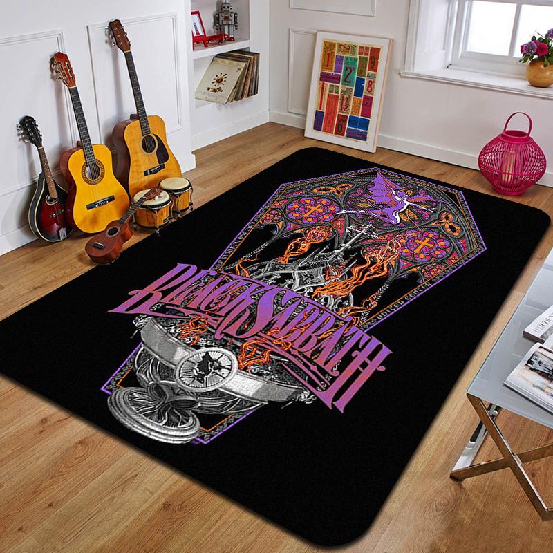 B-Black Sabbath Logo Gedruckter Teppich Mode Yogamatte Rutschfester Teppich Schlafzimmerdekoration Außenteppich Schlafzimmer Geburtstagsgeschenk