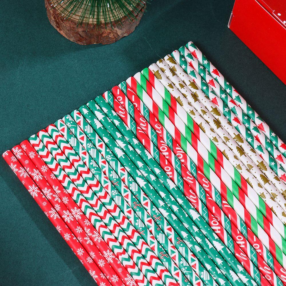 Party Supplies Snowflake Drinking Straw Disposable Christmas Decorations Christmas Paper Straws