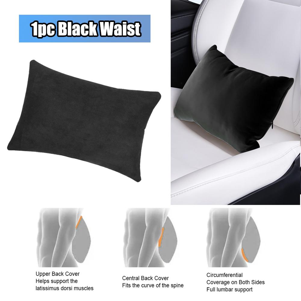 For Tesla Model 3 Y S X Car Seat Headrest Neck Pillow Cushion Suede Comfortable Headrest Lumbar Support Black/White