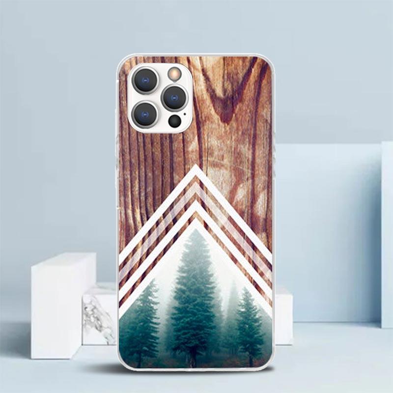 Forest Geometry Wood Nature Phone Case For IPhone 16 17 Air 16E 15 14 Plus 13 Mini 12 11 Pro Max 7 8 + SE 2020 Soft TPU Back Cov