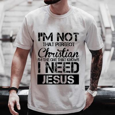 Men's T-shirt I Need Jesus Pattern Fashion Graphic Tops Short Sleeve Tee Summer Outdoor Streetwear Male Plus Size Y2k Clothes