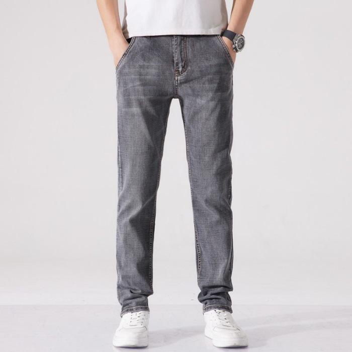 Spring and Summer New Men's Slim Straight Retro Stretch Jeans Trousers Men