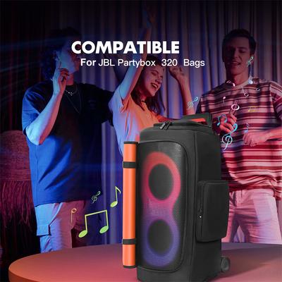 For JBL PARTYBOX 310/320 Portable Speaker Dust Case Large Capacity Speaker Carry Bag with Mic Pocket Double-Sided Speaker Bag