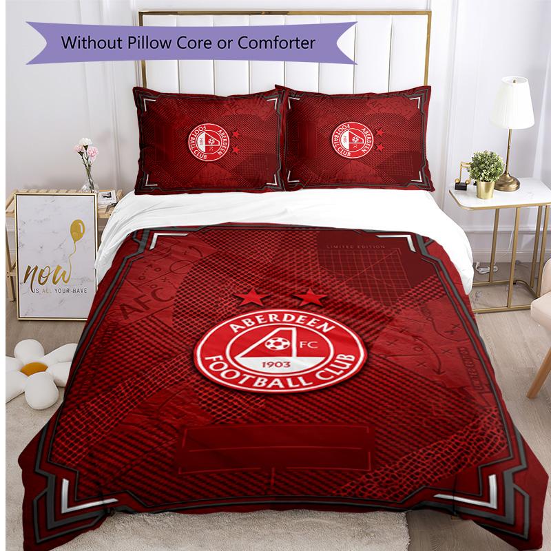 Set Biancheria da Letto Stampato Aberdeen FC 3 Pezzi Copripiumino Traspirante con Federe Biancheria da Letto Decorativa per Camera da Letto Casa