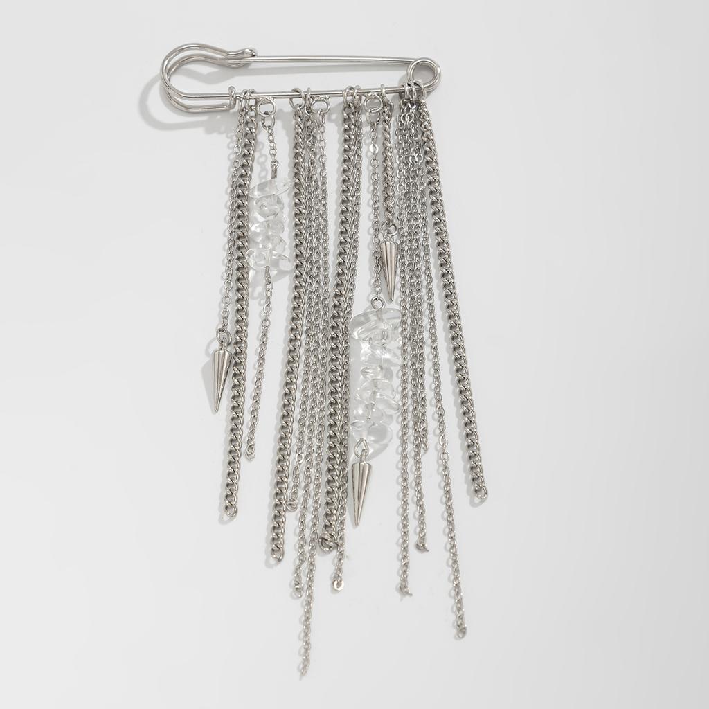 Metal Chain Fringed Pin Brooch, Design Gravel Rivet Pants Anklet Chain Shortened Decoration