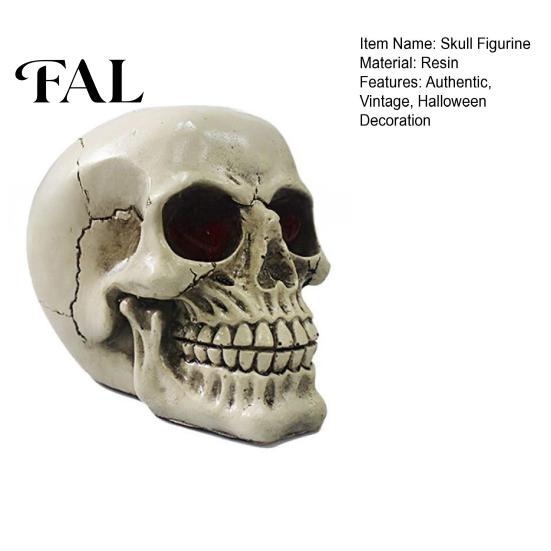 Holiday Gift for Horror Fans Resin Skull Figurine, Realistic Human Head Model, Spooky Halloween Gothic Style Interior Accents Statue Indoor Fireplace