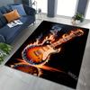 Flaming Electric Guitar Smoke Reflection Print Carpet for Living Room Bedroom Sofa Home Decor Rus Non-slip Floor Mat Luxury Gift