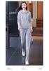 Women's Autumn Hooded Cardigan and Wide-Leg Pants Set: Casual, Slimming, Body-Concealing, Two-Piece Sportswear.
