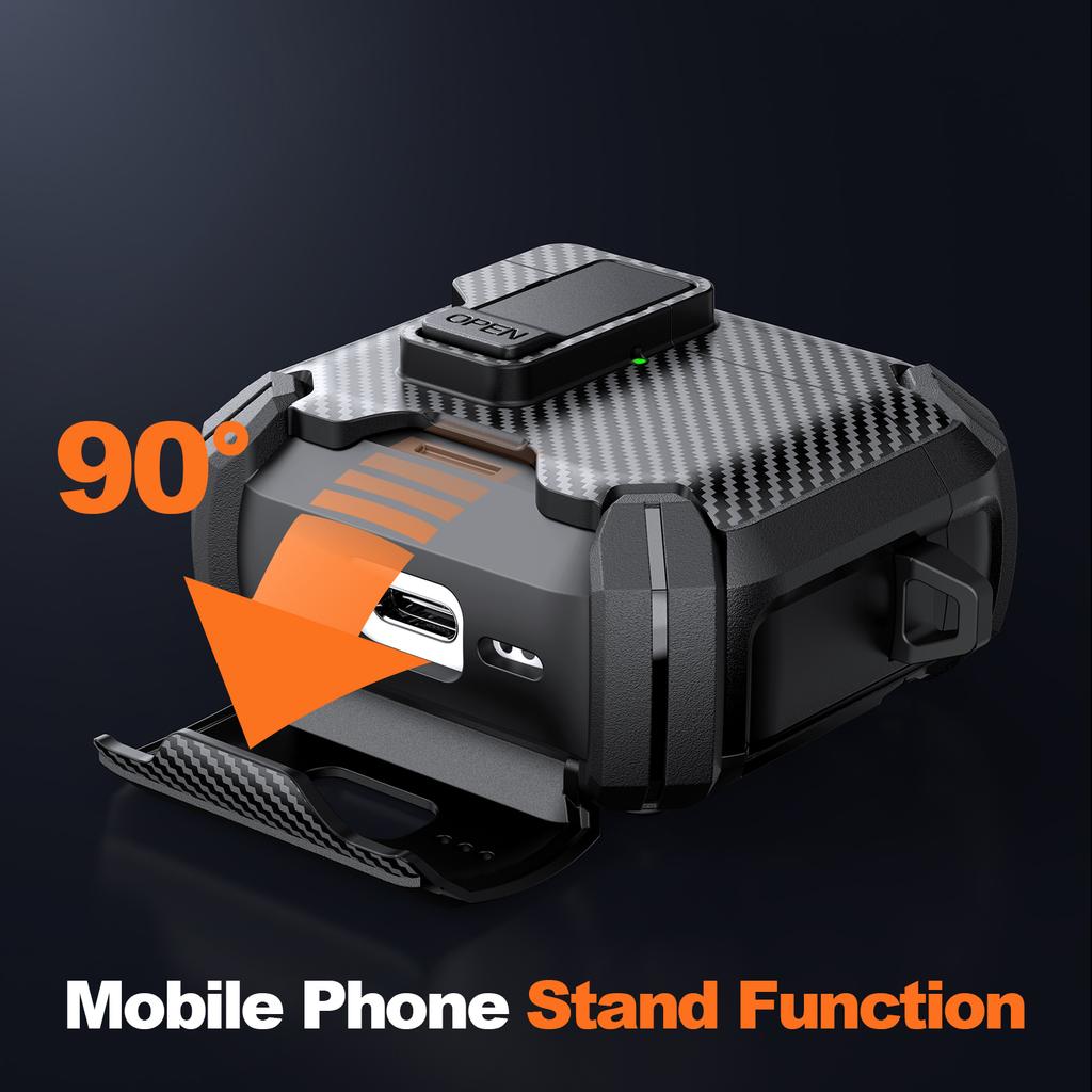 Phone Stand Case For AirPods 4 Generation Case Magnetic Automatic Lock with Cleaning Kit Shockproof Protective Case for AiPods 4