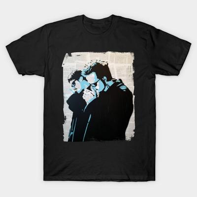 Men Black Print T-shirt Monsignor'S Got A Point No-Cut Transfer Paper Print Cotton Tshirt