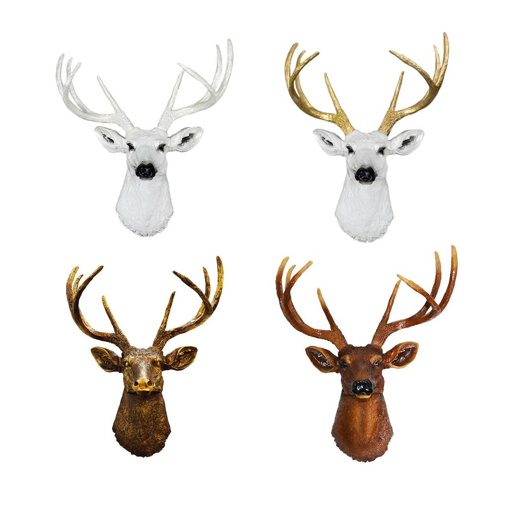 Deer Head Wall Mount Resin Figure Sculpture for Office And Living Space