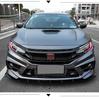 Glossy Black TR Grille & Body Kit for 2016 Civic Type R: Includes Rear Wing, Front Splitter, and Side Skirts.