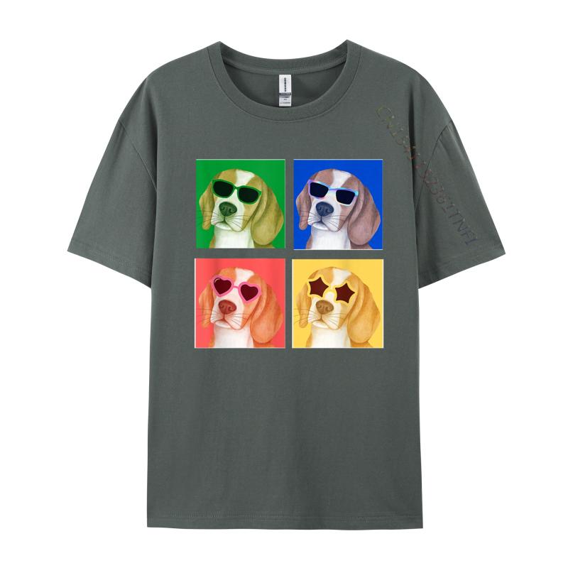 Cute Beagle Dog Colorful Retro TShirt New Coming Custom T Shirts Cotton Tees For Men 3D Printed Tight
