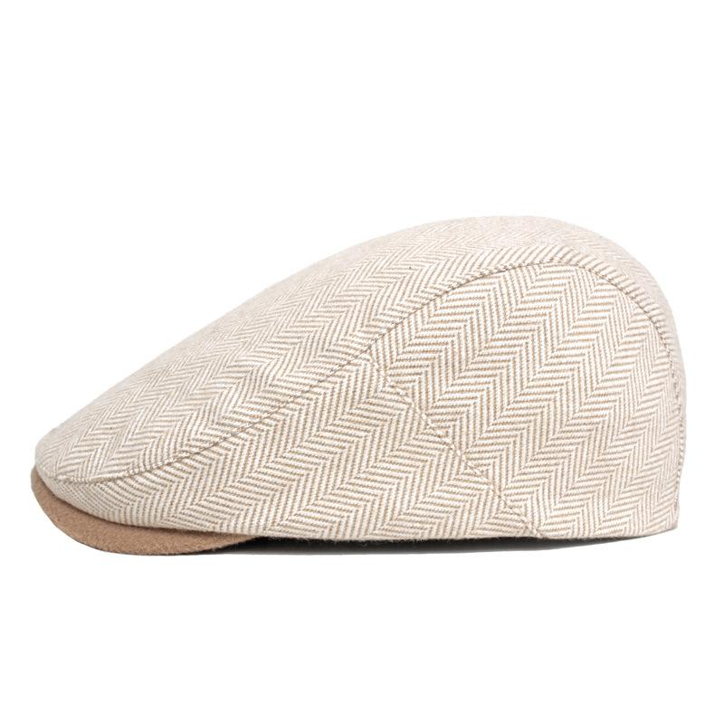 British Style Men's Newsboy Hat Tweed Adjustable Beret Autumn and Winter Warm Forward Hat Casual Cap Tide