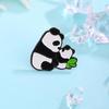 Panda Mom Hugging Baby Panda Brooch with Butterfly Wings