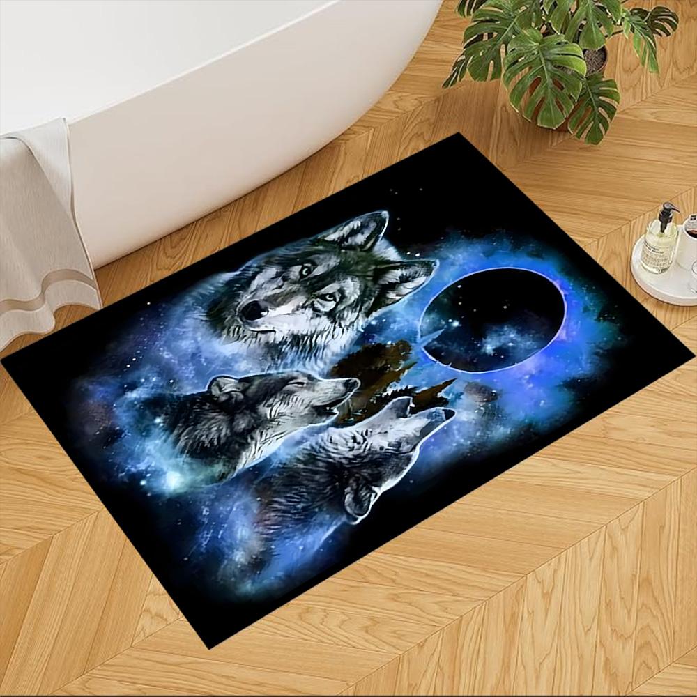 Wolf Family Under Stars Non-Slip Home Carpet Design for Office Decor Living Room Bedroom Gift