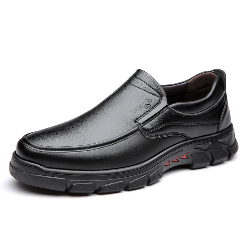 Mens Genuine Leather Loafer Shoes Big Size 38-48 Breathable Business Daily Wear Shoes Plush Comfort Slip On Driving Moccasin Shoes All Season