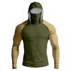 Maglia da Uomo a Maniche Lunghe con Cappuccio, Prestazioni Elevate, Mascherina Integrata e Maniche Raglan per Attività all'Aperto, Abbigliamento Sportivo
