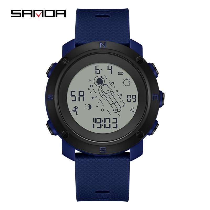SANDA Large Dial Multi-functional Waterproof Astronaut Cartoon Watch for Students