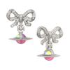 Vivienne Westwood Octavie Saturn Bow Shaped 3D Sphere Pendant Good Luck Recycled Silver Earrings Women earrings Aurora 8053195339167