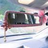 Pink Rhinestone Car Interior Rearview Mirror Cute Butterfly Wind Chimes Ornament Decorative Cover Rear Mirror Accessories Women