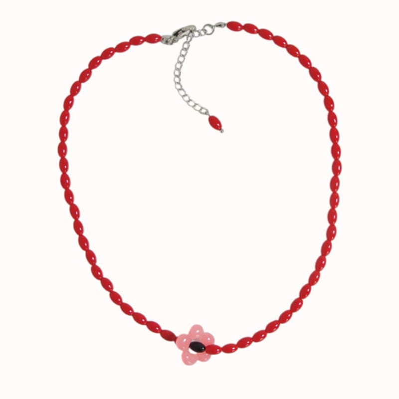 Objet213 Red & Flower Necklace