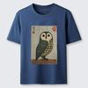 Traditional Owl In Japanese Art TShirt Unisexs and Womens Summer Cotton Clothing Harajuku Fashion Round Neck Short Sleeve Top