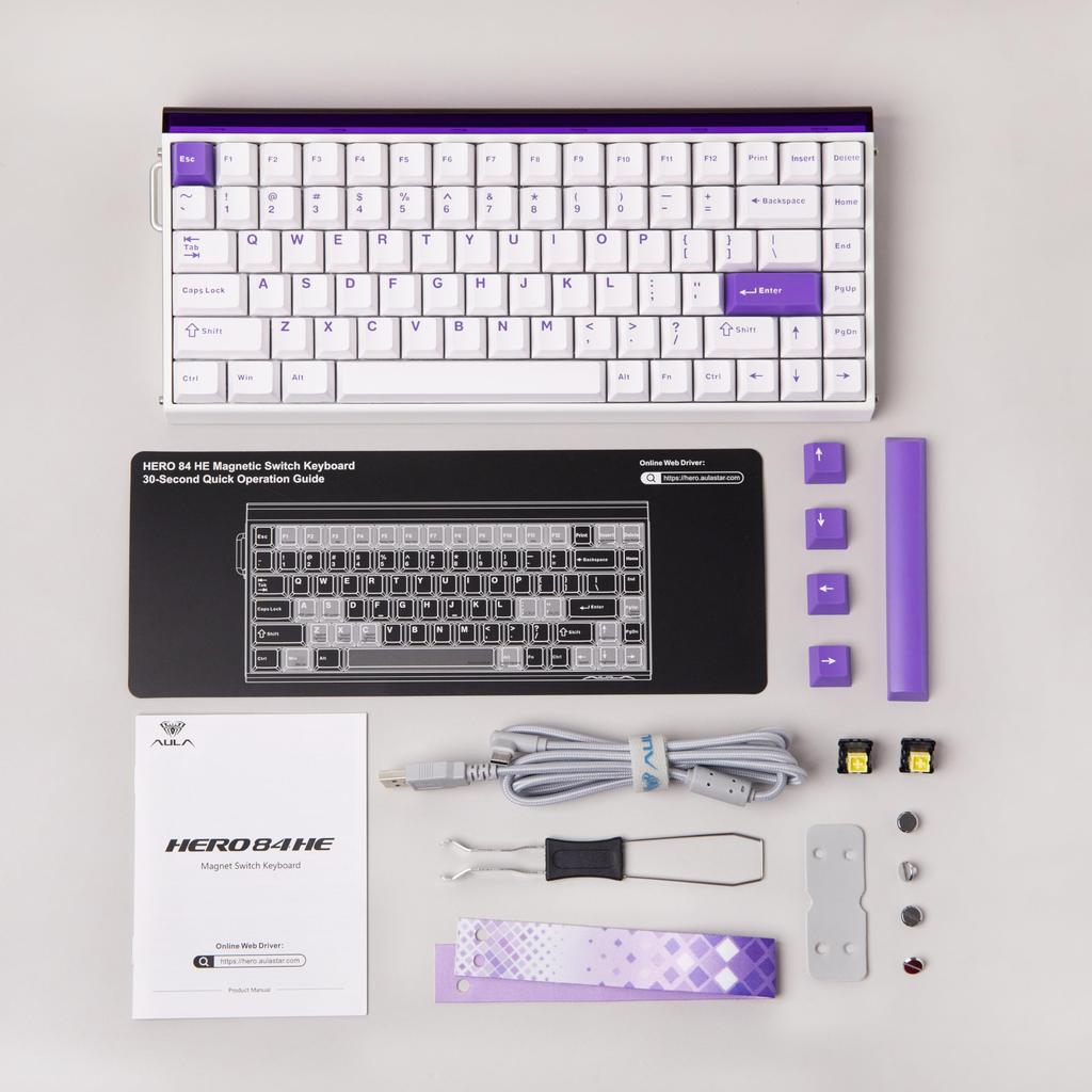 MechLands Aula Hero84 HE Wired Magnetic Gaming Keyboard with Rapid Hole Adjustable 8kHz Sound RGB Lightbox Backlight Effect, 0.01mm Actuation,