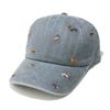 Korean-Style Cute Puppy Embroidery Large Head Circumference Baseball Cap For Women Soft Top Sunshade Washed Denim Duckbill Cap