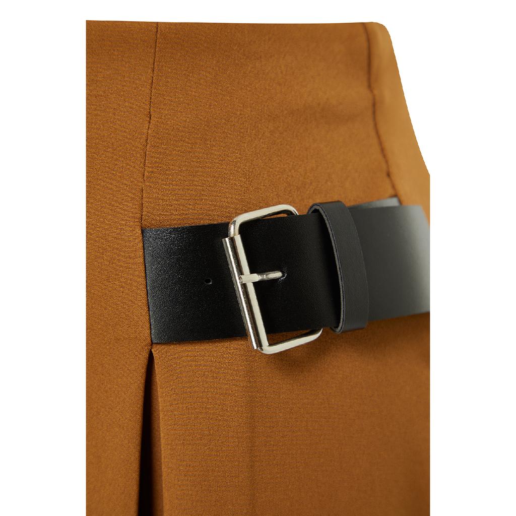 Navy Blue Belt Detailed Woven Skirt Tctaw24ee00014