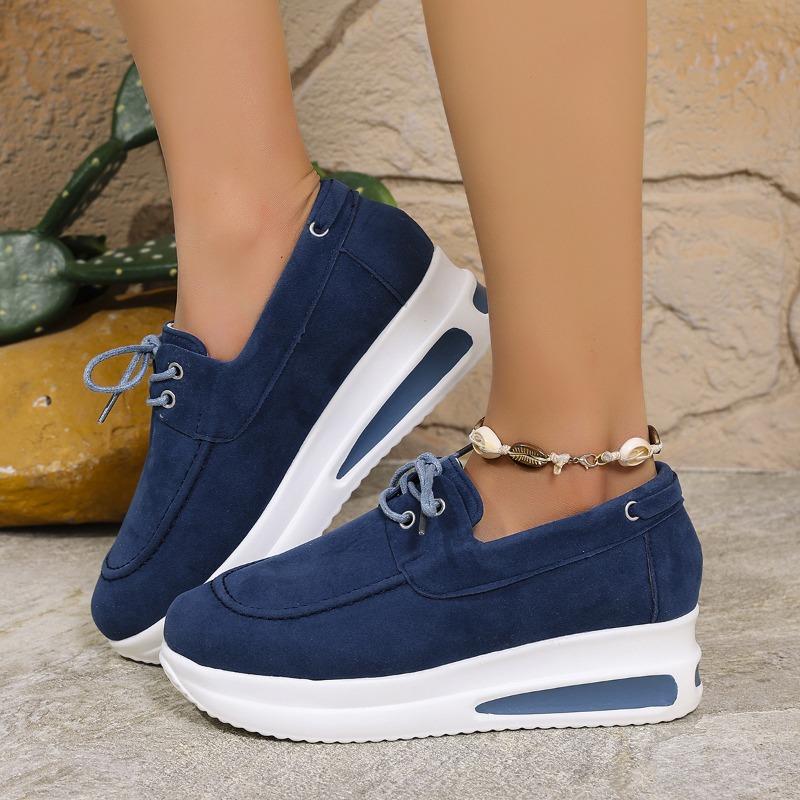 Women’s Slip-On Round-Toe Lace-Up Loafers Flat Casual Shoes